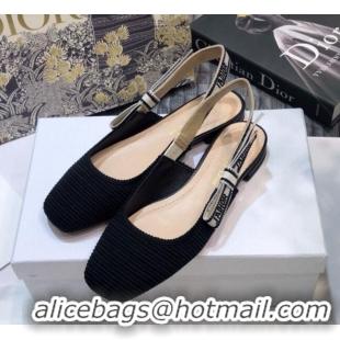 Low Cost Dior J'Adior x Moi Slingback Ballerinas Flats in Black Technical Fabric 012730