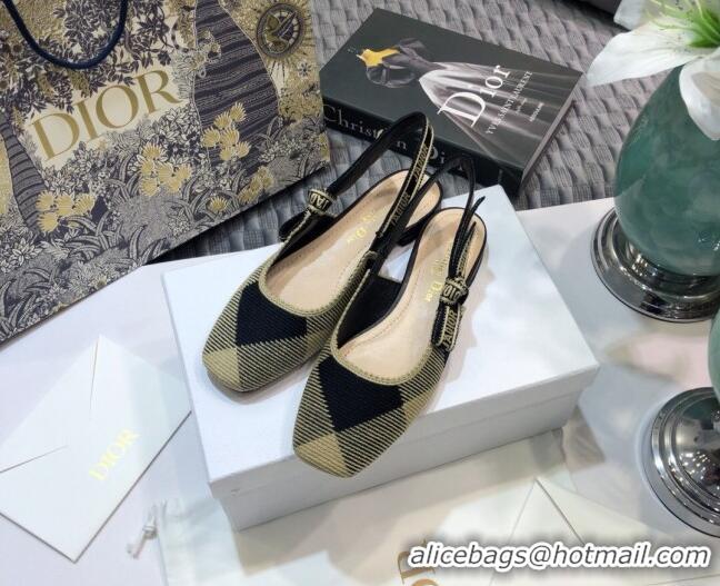 Top Quality Dior J'Adior x Moi Slingback Ballerinas Flats in Check Fabric Black/Beige 012730