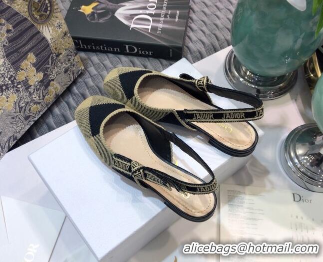 Top Quality Dior J'Adior x Moi Slingback Ballerinas Flats in Check Fabric Black/Beige 012730