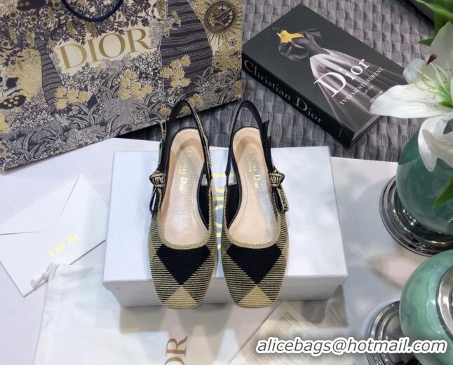 Top Quality Dior J'Adior x Moi Slingback Ballerinas Flats in Check Fabric Black/Beige 012730