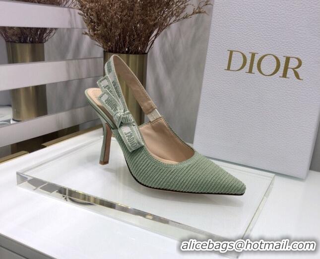 Best Price Dior J'Adior Slingback Pumps 9.5cm in Green Cotton Ribbon 022501