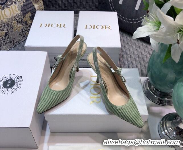 Best Price Dior J'Adior Slingback Pumps 9.5cm in Green Cotton Ribbon 022501