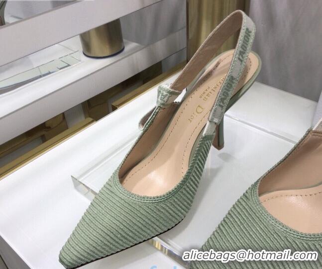 Best Price Dior J'Adior Slingback Pumps 9.5cm in Green Cotton Ribbon 022501