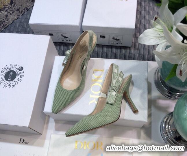 Best Price Dior J'Adior Slingback Pumps 9.5cm in Green Cotton Ribbon 022501