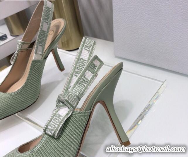 Best Price Dior J'Adior Slingback Pumps 9.5cm in Green Cotton Ribbon 022501