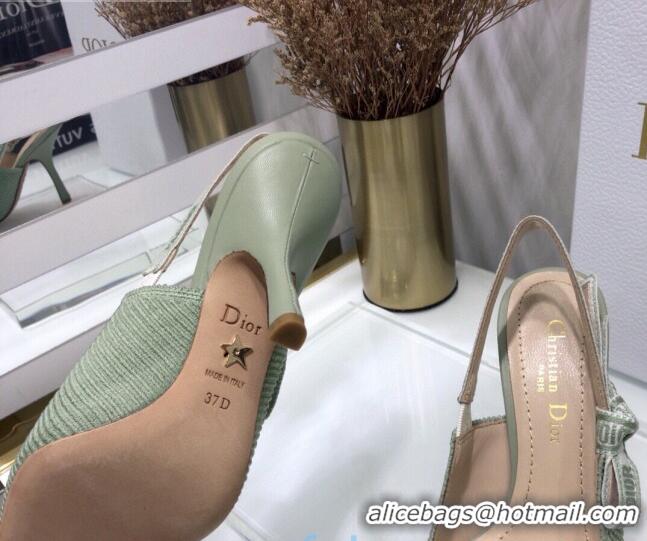 Best Price Dior J'Adior Slingback Pumps 9.5cm in Green Cotton Ribbon 022501