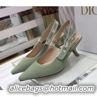 Top Quality Dior J'Adior Slingback Pumps 6.5cm in Green Cotton Ribbon 022502