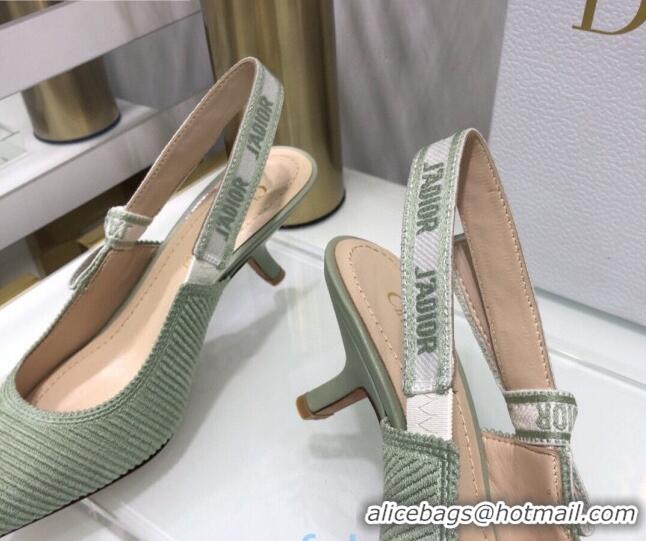 Top Quality Dior J'Adior Slingback Pumps 6.5cm in Green Cotton Ribbon 022502