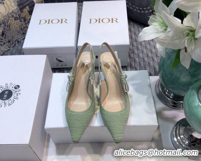 Top Quality Dior J'Adior Slingback Pumps 6.5cm in Green Cotton Ribbon 022502