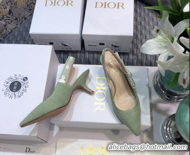 Top Quality Dior J'Adior Slingback Pumps 6.5cm in Green Cotton Ribbon 022502