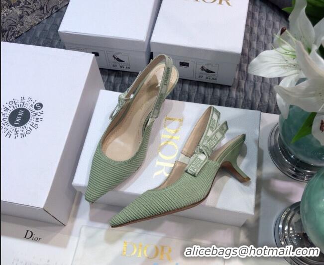 Top Quality Dior J'Adior Slingback Pumps 6.5cm in Green Cotton Ribbon 022502