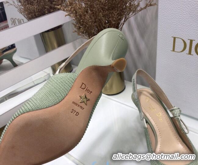 Top Quality Dior J'Adior Slingback Pumps 6.5cm in Green Cotton Ribbon 022502