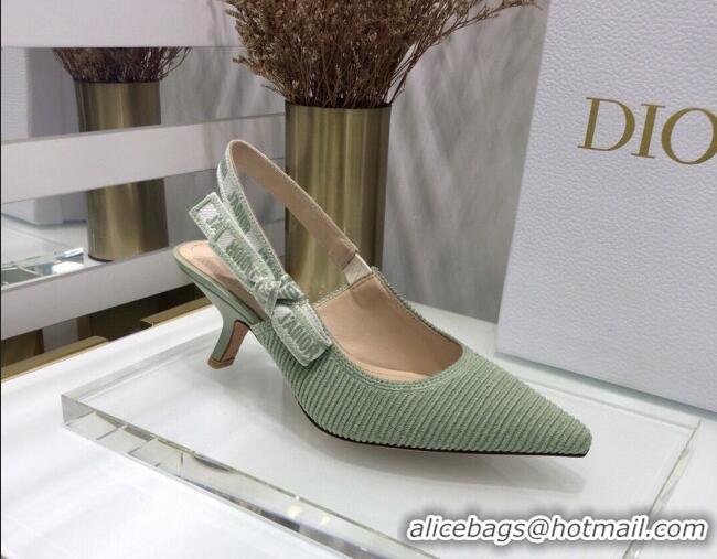 Top Quality Dior J'Adior Slingback Pumps 6.5cm in Green Cotton Ribbon 022502