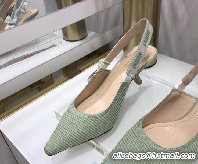 Top Quality Dior J'Adior Slingback Pumps 6.5cm in Green Cotton Ribbon 022502