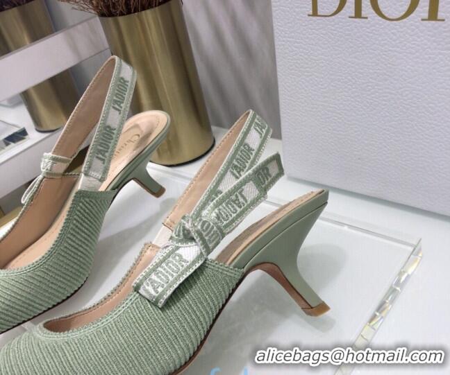 Top Quality Dior J'Adior Slingback Pumps 6.5cm in Green Cotton Ribbon 022502