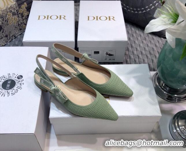 Super Quality Dior J'Adior Slingback Ballerina Flat in Green Cotton Ribbon 022503