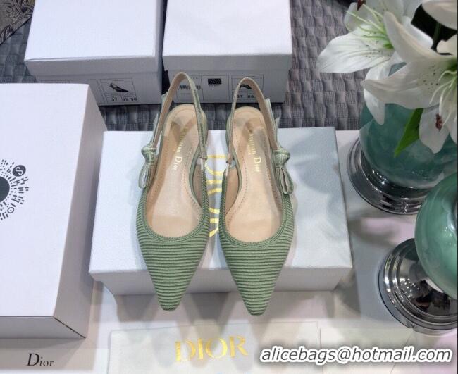 Super Quality Dior J'Adior Slingback Ballerina Flat in Green Cotton Ribbon 022503