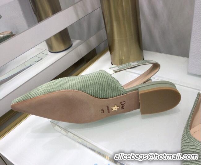 Super Quality Dior J'Adior Slingback Ballerina Flat in Green Cotton Ribbon 022503