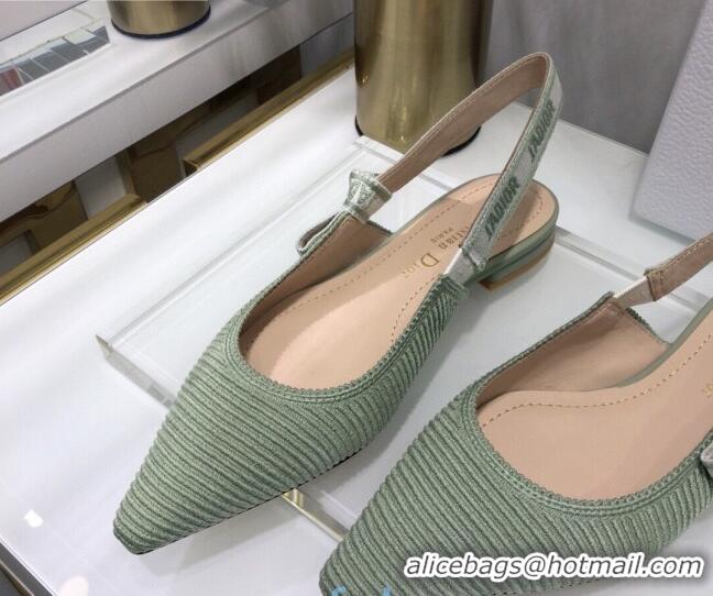 Super Quality Dior J'Adior Slingback Ballerina Flat in Green Cotton Ribbon 022503