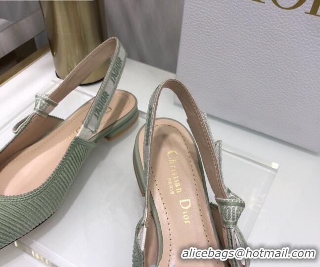 Super Quality Dior J'Adior Slingback Ballerina Flat in Green Cotton Ribbon 022503