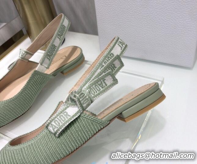 Super Quality Dior J'Adior Slingback Ballerina Flat in Green Cotton Ribbon 022503