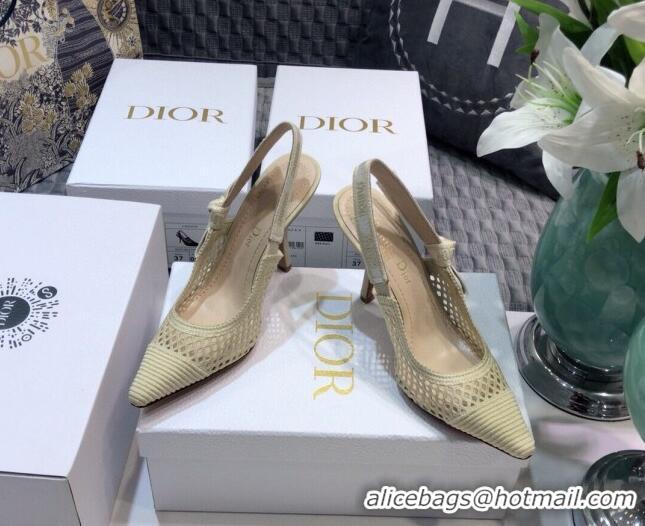 Most Popular Dior J'Adior Slingback Pumps 9.5cm in Cream White Mesh Embroidery 022507