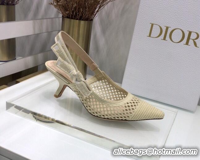 Perfect Dior J'Adior Slingback Pumps 6.5cm in Cream White Mesh Embroidery 022508