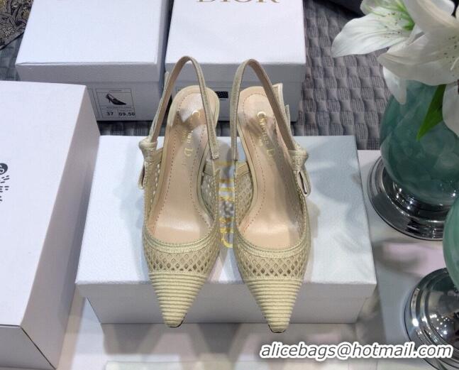 Perfect Dior J'Adior Slingback Pumps 6.5cm in Cream White Mesh Embroidery 022508