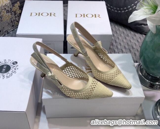 Perfect Dior J'Adior Slingback Pumps 6.5cm in Cream White Mesh Embroidery 022508