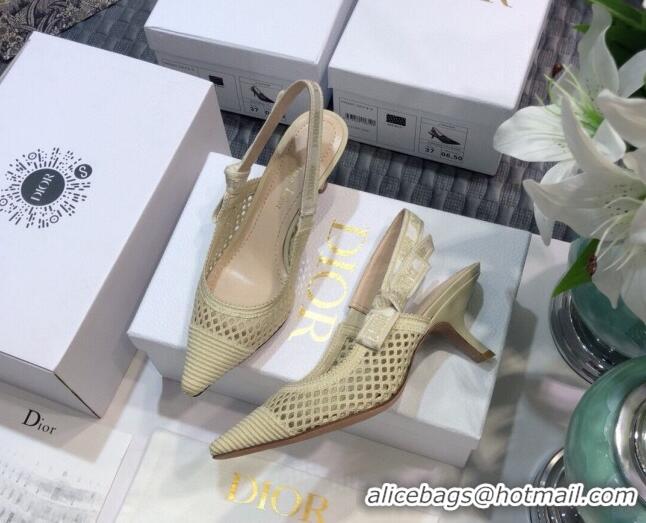 Perfect Dior J'Adior Slingback Pumps 6.5cm in Cream White Mesh Embroidery 022508