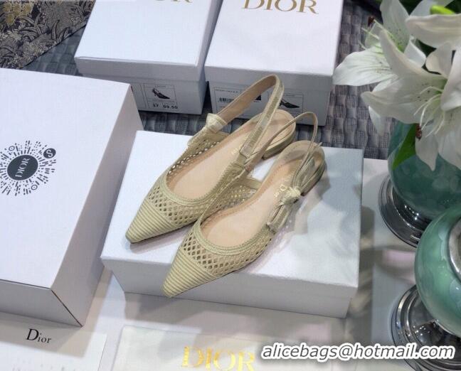 Good Product Dior J'Adior Slingback Ballerina Flat in Cream White Mesh Embroidery 022509