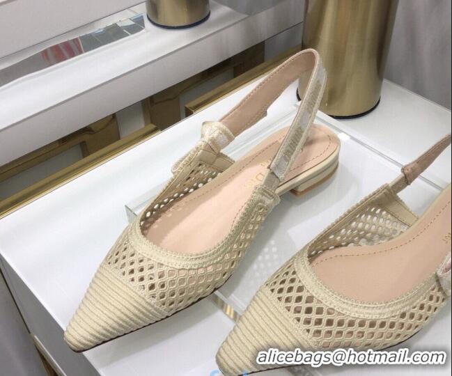 Good Product Dior J'Adior Slingback Ballerina Flat in Cream White Mesh Embroidery 022509