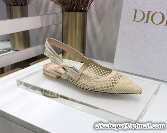 Good Product Dior J'Adior Slingback Ballerina Flat in Cream White Mesh Embroidery 022509