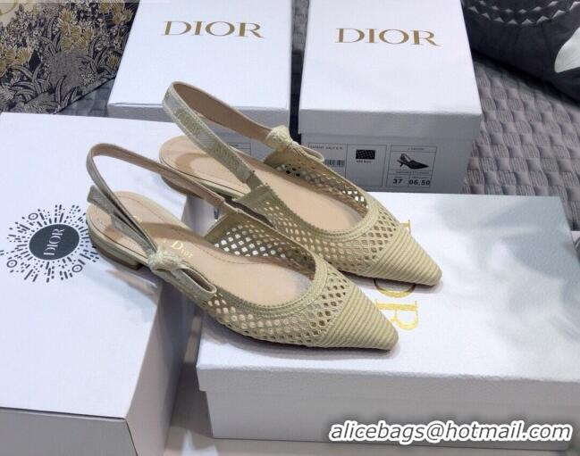 Good Product Dior J'Adior Slingback Ballerina Flat in Cream White Mesh Embroidery 022509