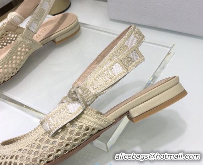 Good Product Dior J'Adior Slingback Ballerina Flat in Cream White Mesh Embroidery 022509