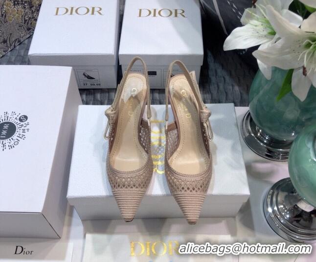 Good Quality Dior J'Adior Slingback Pumps 6.5cm in Nude Pink Mesh Embroidery 022511