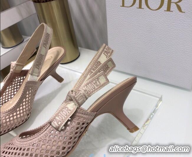 Good Quality Dior J'Adior Slingback Pumps 6.5cm in Nude Pink Mesh Embroidery 022511