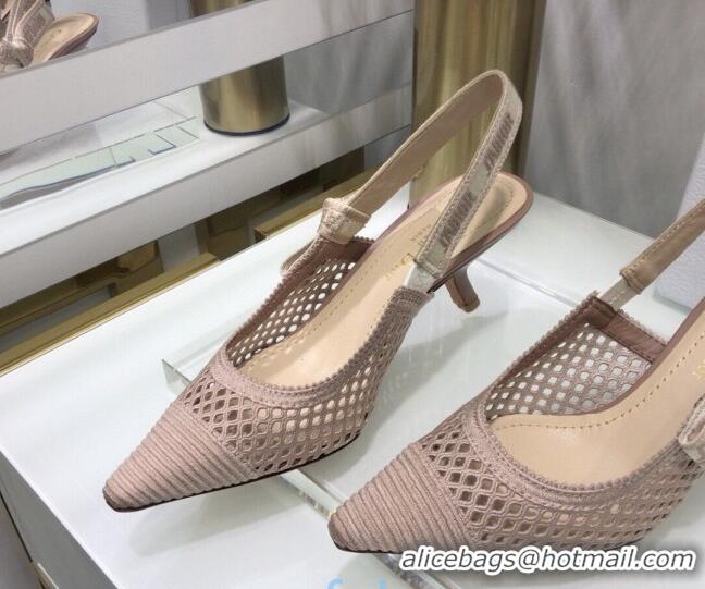 Good Quality Dior J'Adior Slingback Pumps 6.5cm in Nude Pink Mesh Embroidery 022511