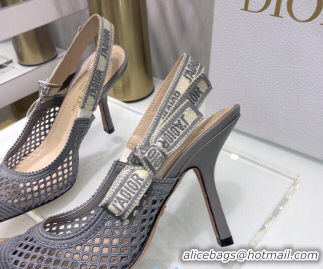 New Style Dior J'Adior Slingback Pumps 9.5cm in Grey Mesh Embroidery 022513