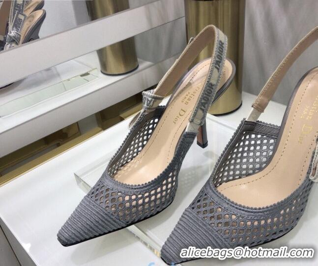 New Style Dior J'Adior Slingback Pumps 9.5cm in Grey Mesh Embroidery 022513