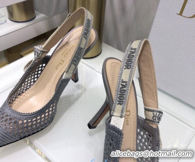 New Style Dior J'Adior Slingback Pumps 9.5cm in Grey Mesh Embroidery 022513