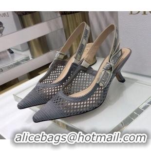 Low Price Dior J'Adior Slingback Pumps 6.5cm in Grey Mesh Embroidery 022514