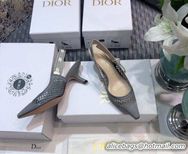 Low Price Dior J'Adior Slingback Pumps 6.5cm in Grey Mesh Embroidery 022514