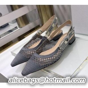 Best Price Dior J'Adior Slingback Ballerina Flat in Grey Mesh Embroidery 022515