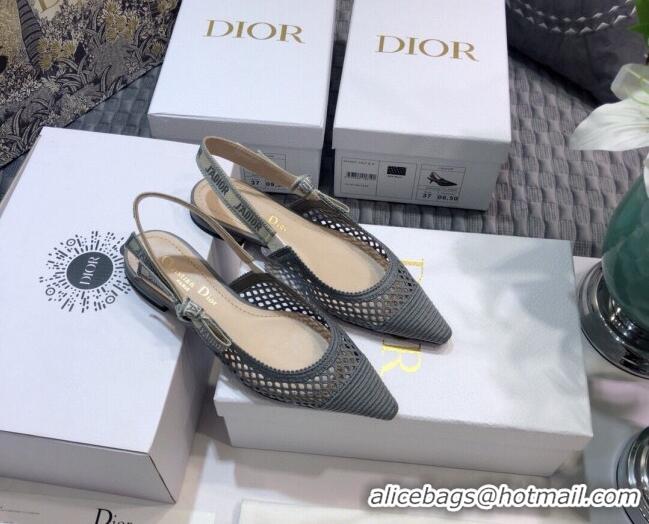 Best Price Dior J'Adior Slingback Ballerina Flat in Grey Mesh Embroidery 022515