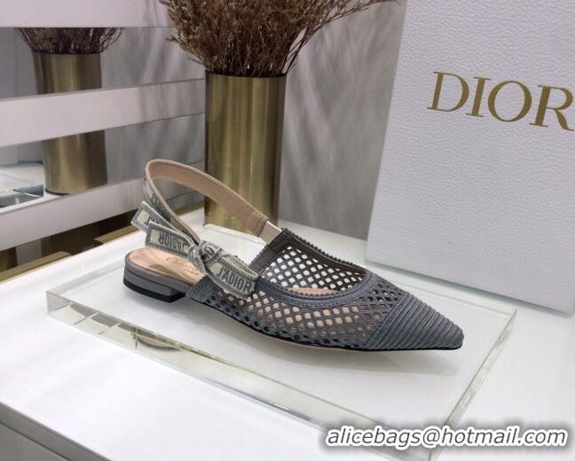 Best Price Dior J'Adior Slingback Ballerina Flat in Grey Mesh Embroidery 022515