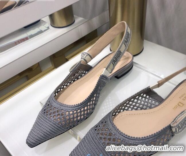 Best Price Dior J'Adior Slingback Ballerina Flat in Grey Mesh Embroidery 022515