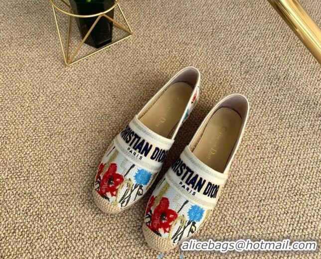 Grade Design Dior Granville Espadrilles in Multicolor Cotton with Hibiscus Embroidery 022602