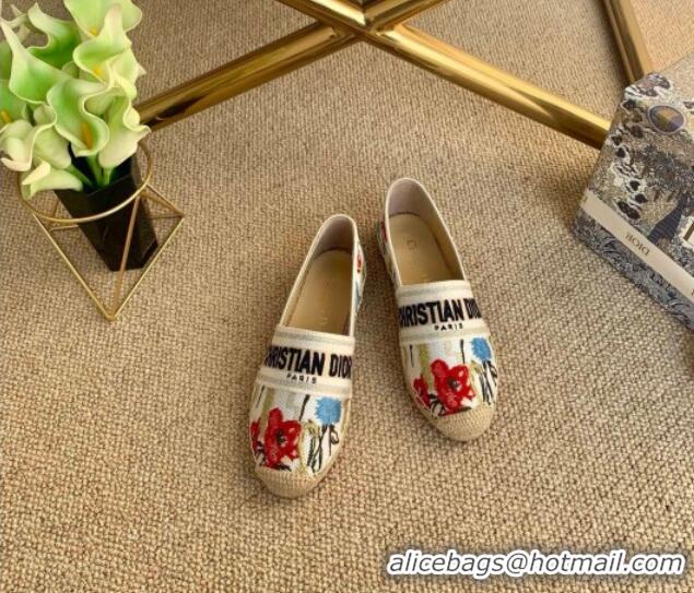 Grade Design Dior Granville Espadrilles in Multicolor Cotton with Hibiscus Embroidery 022602