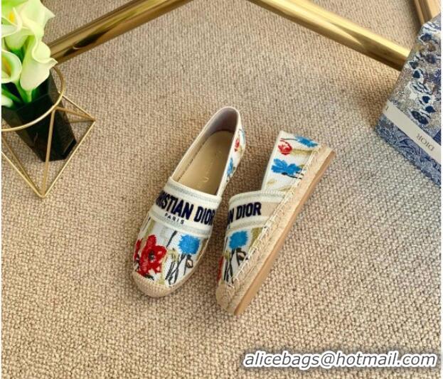 Grade Design Dior Granville Espadrilles in Multicolor Cotton with Hibiscus Embroidery 022602